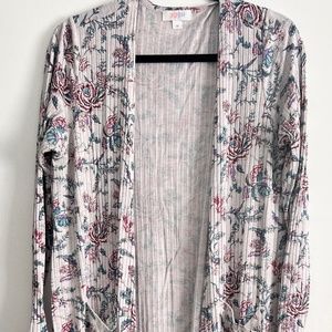 LuLaRoe Sarah Duster Cardigan - Ribbed Multicolor Floral